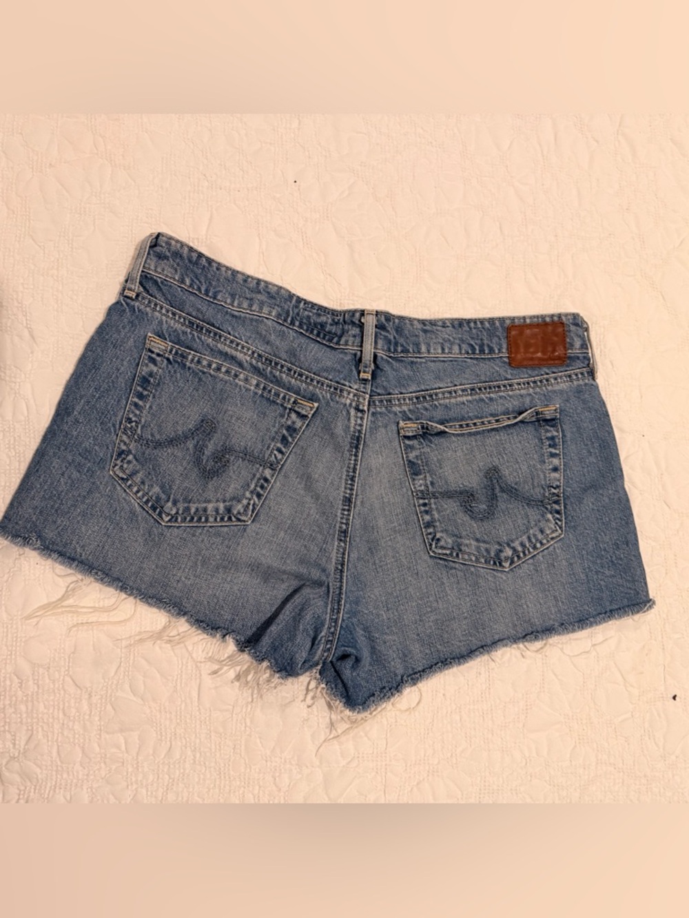 AG Adriano Goldschmied Distressed Light Blue Denim Cutoff Shorts - Picture 4 of 4